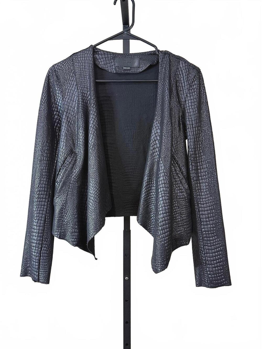 Blank NYC Women's Black Faux Leather Cropped Jacket XS
